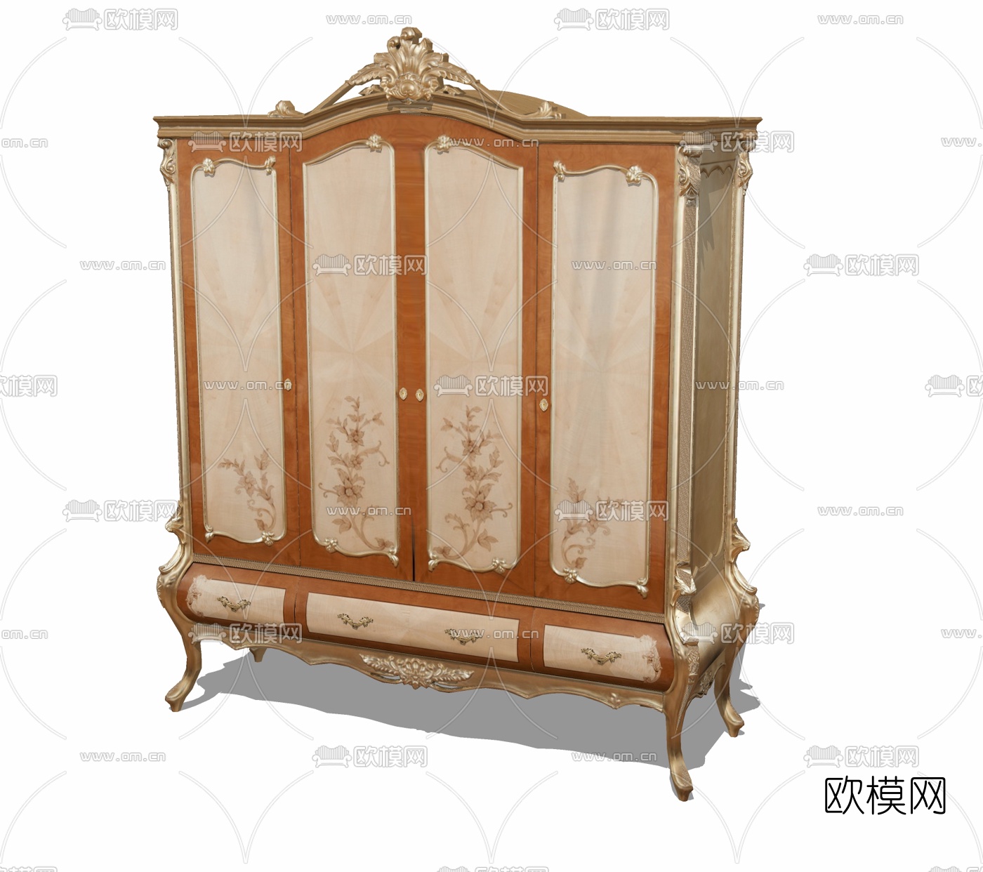 欧式雕花衣柜免费su模型下载