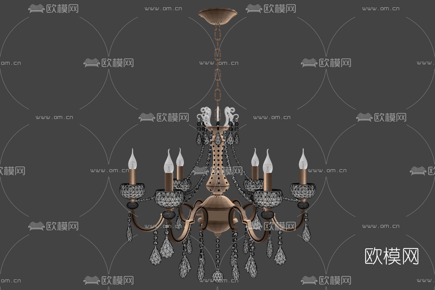 歐式燭臺吊燈免費su模型-免費3dmax模型庫-歐模網