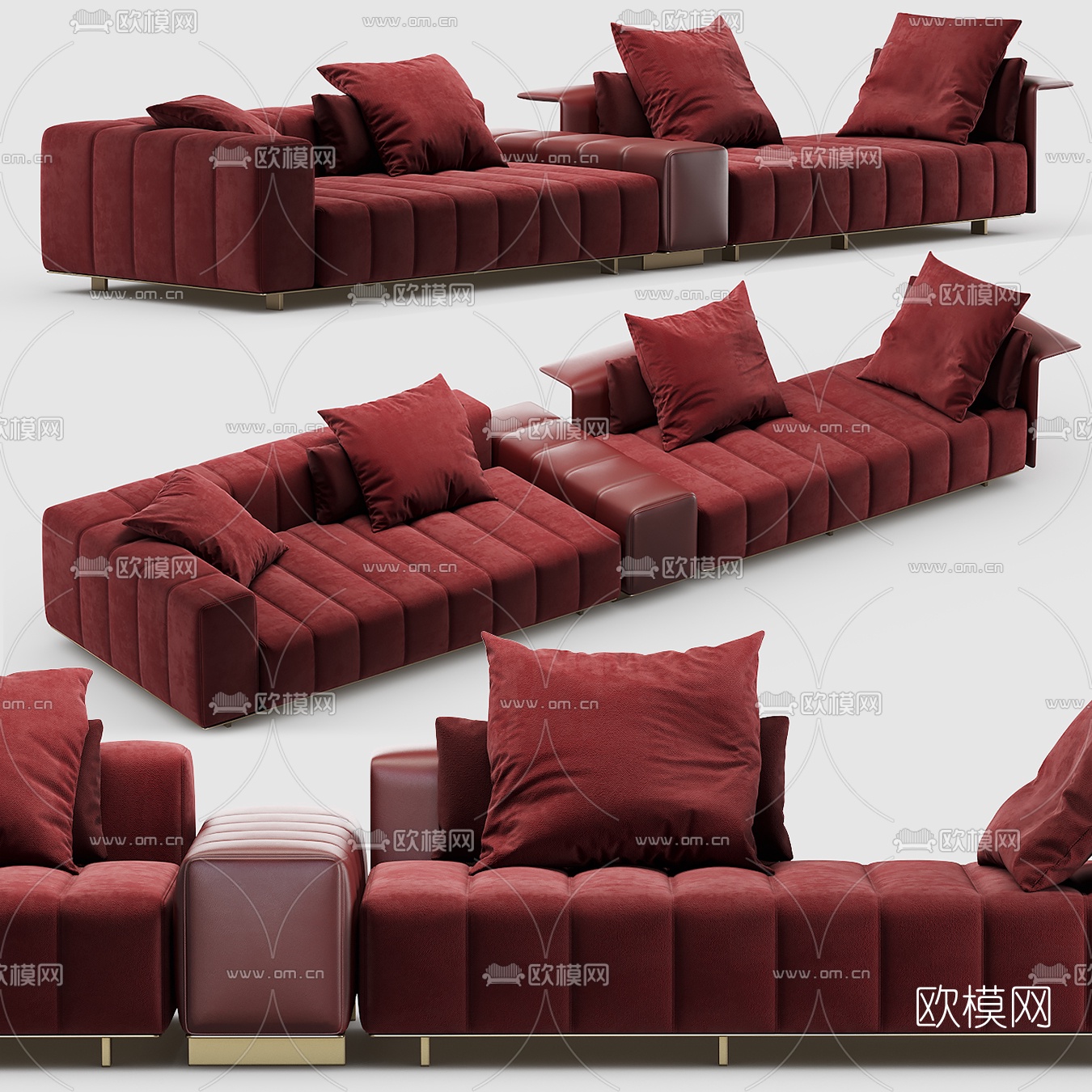 Minotti现代皮革双人沙发3d模型下载（渲染图3）