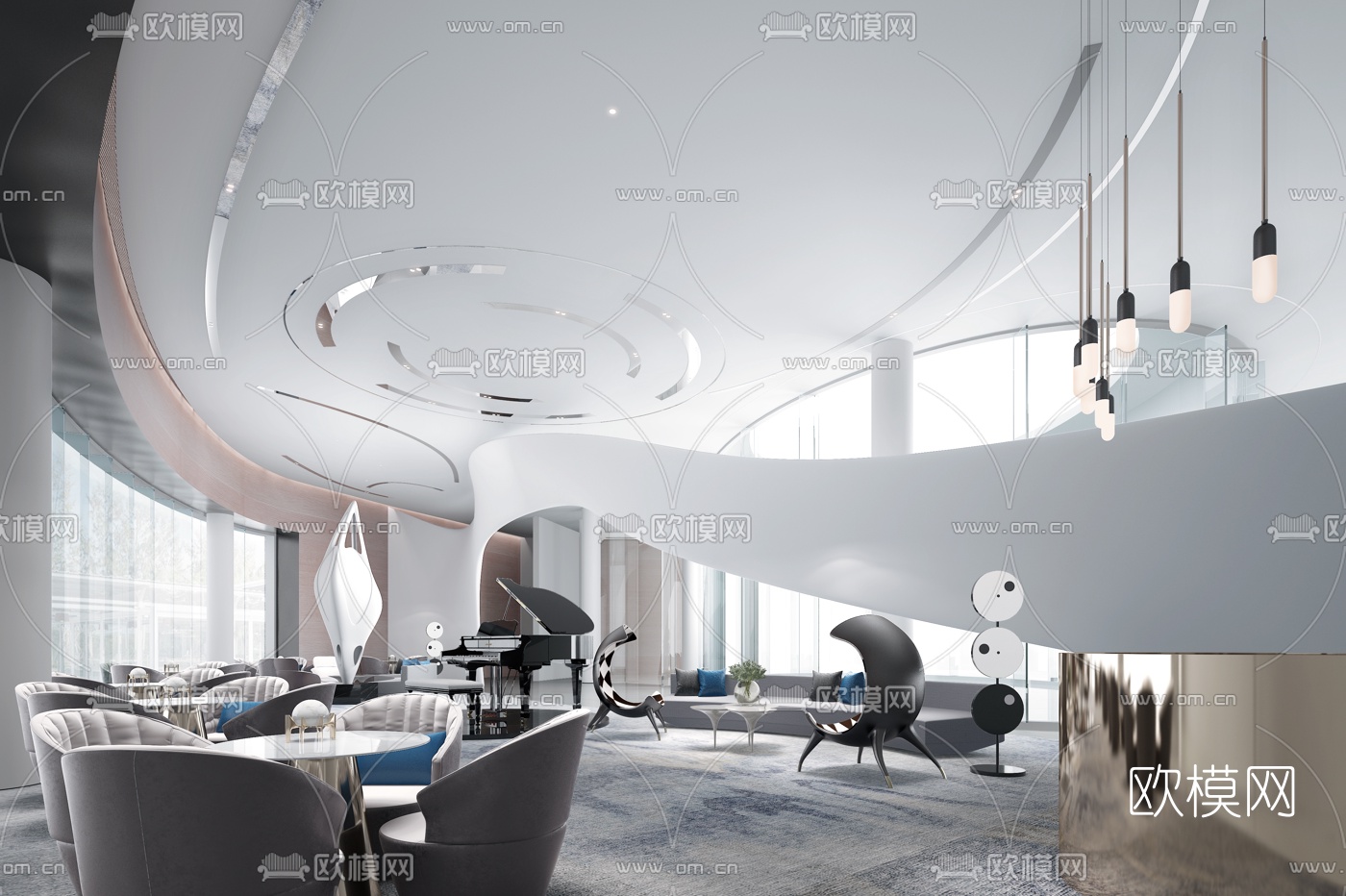集艾设计 北仑海湾金茂悦时空展示中心3d模型-免费3dmax模型库-欧模网