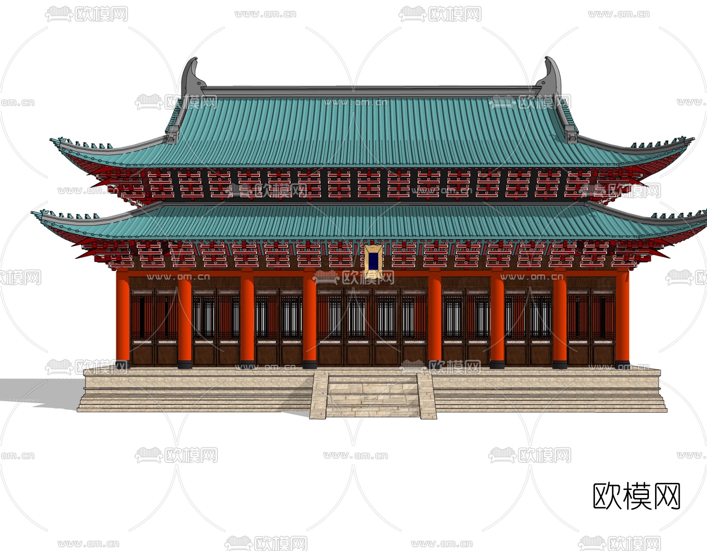中式古建殿宇免费su模型下载
