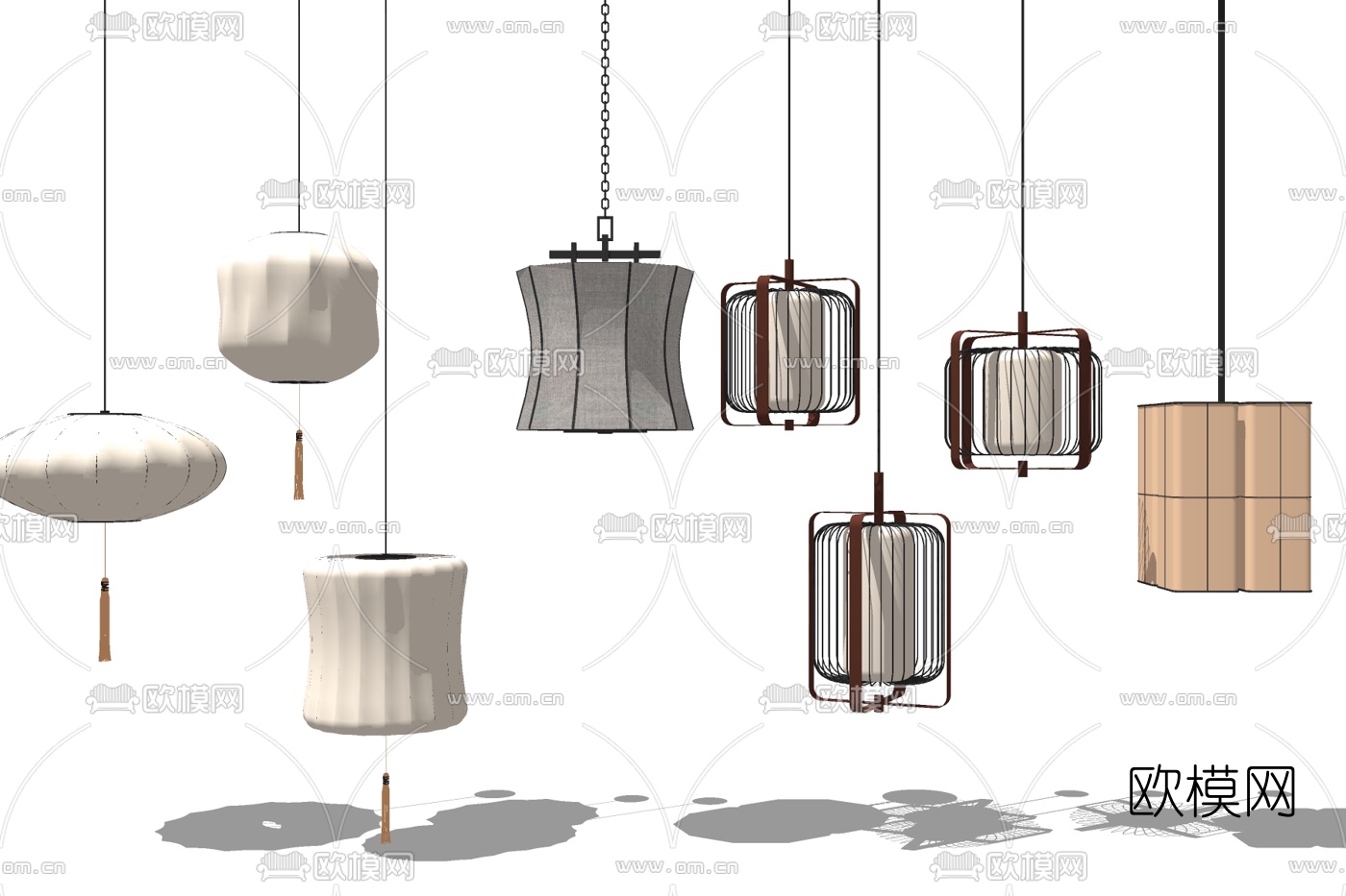 新中式吊灯免费su模型下载