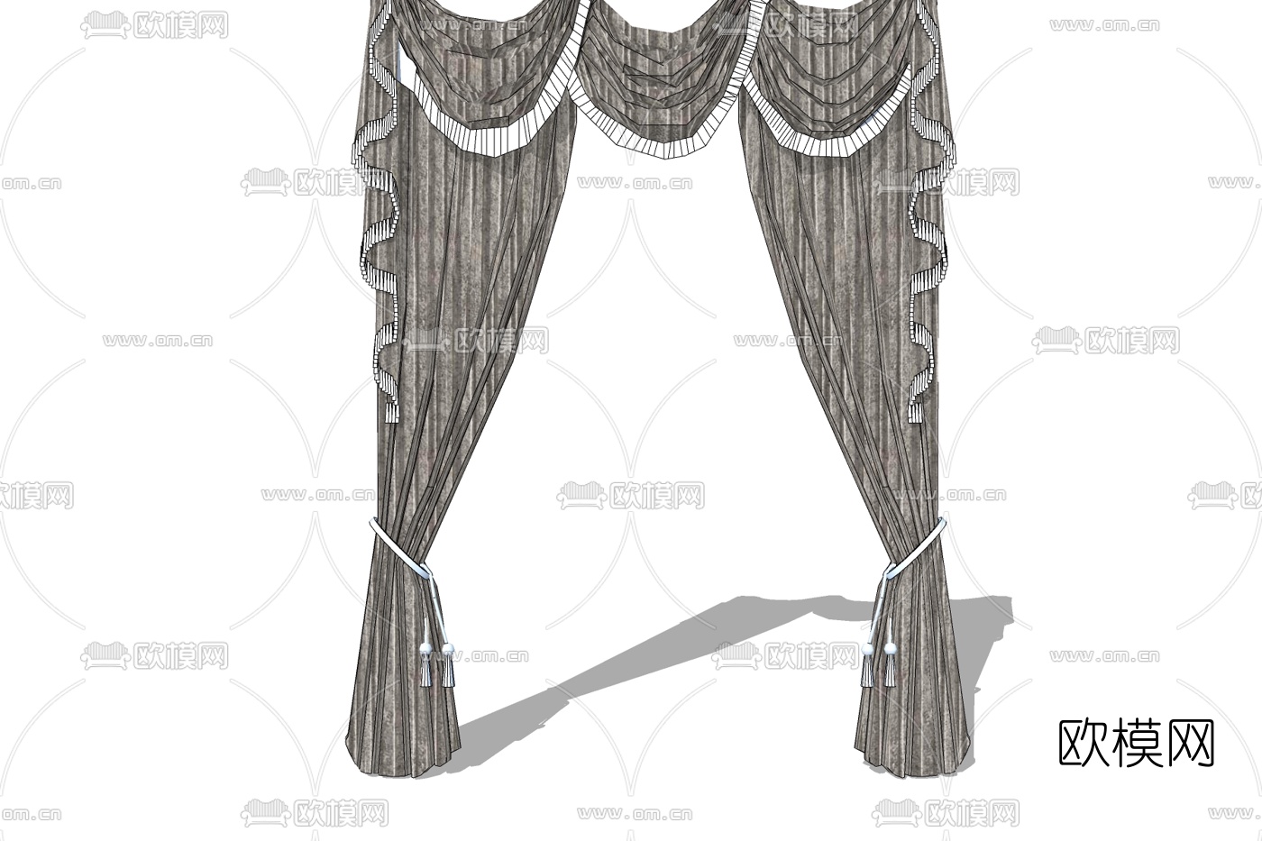 欧式布艺窗帘免费su模型下载