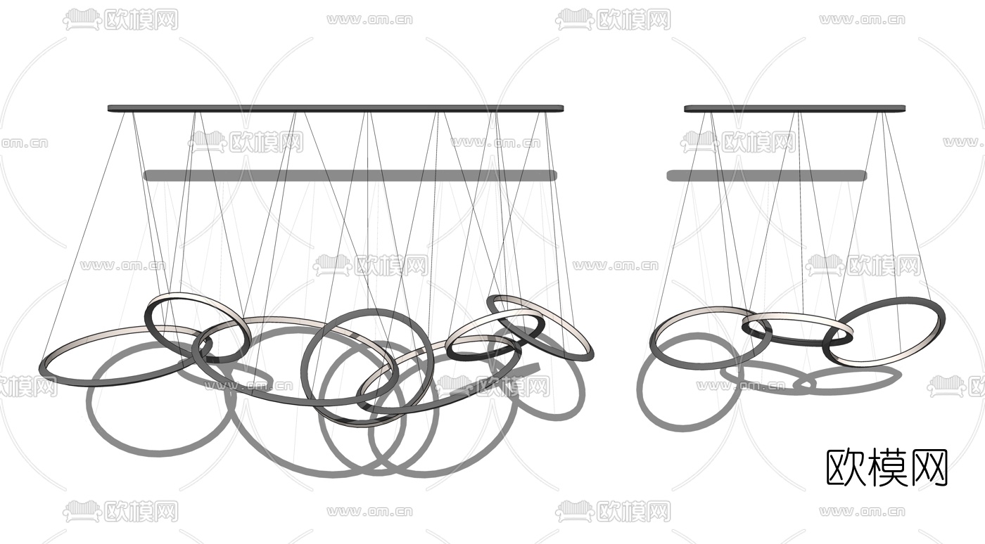 现代金属环形吊灯su模型