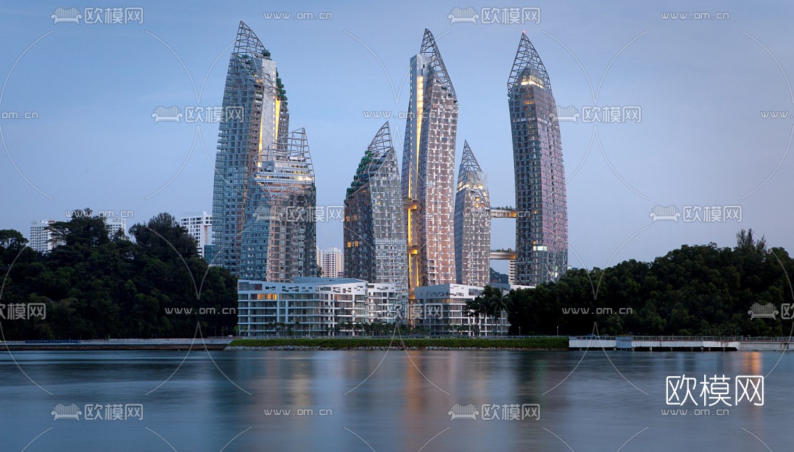 现代高层办公楼su模型下载（渲染图2）