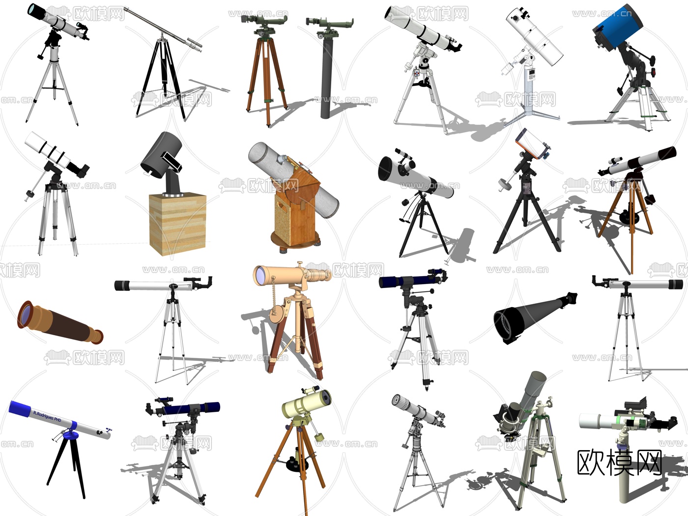 现代天文望远镜su模型下载