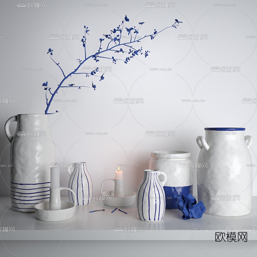 北欧陶瓷摆件3d模型下载（渲染图1）