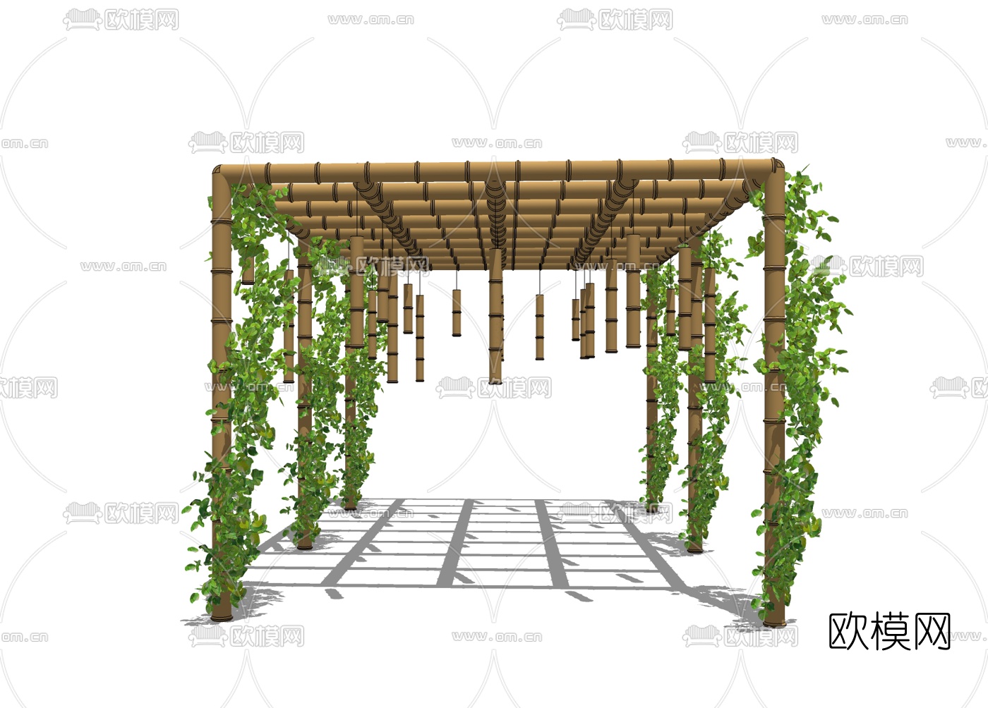 中式廊架免费su模型下载_ID10348080_sketchup模型下载-欧模网