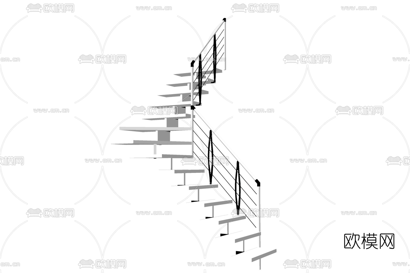现代楼梯免费su模型下载