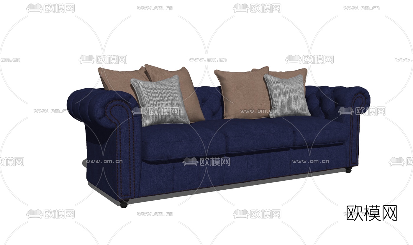 现代布艺多人沙发su模型下载