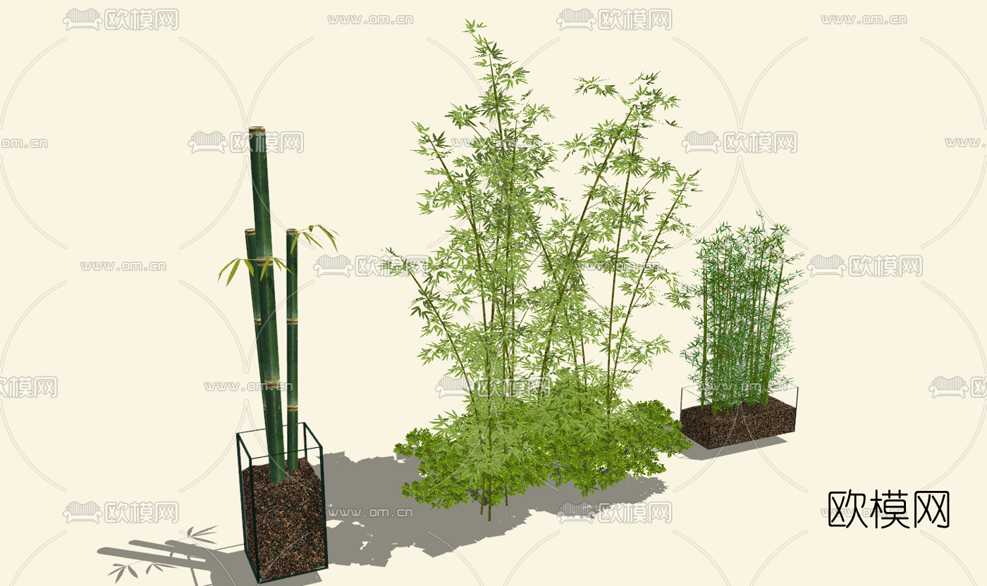 现代竹子竹堆su模型下载（渲染图2）