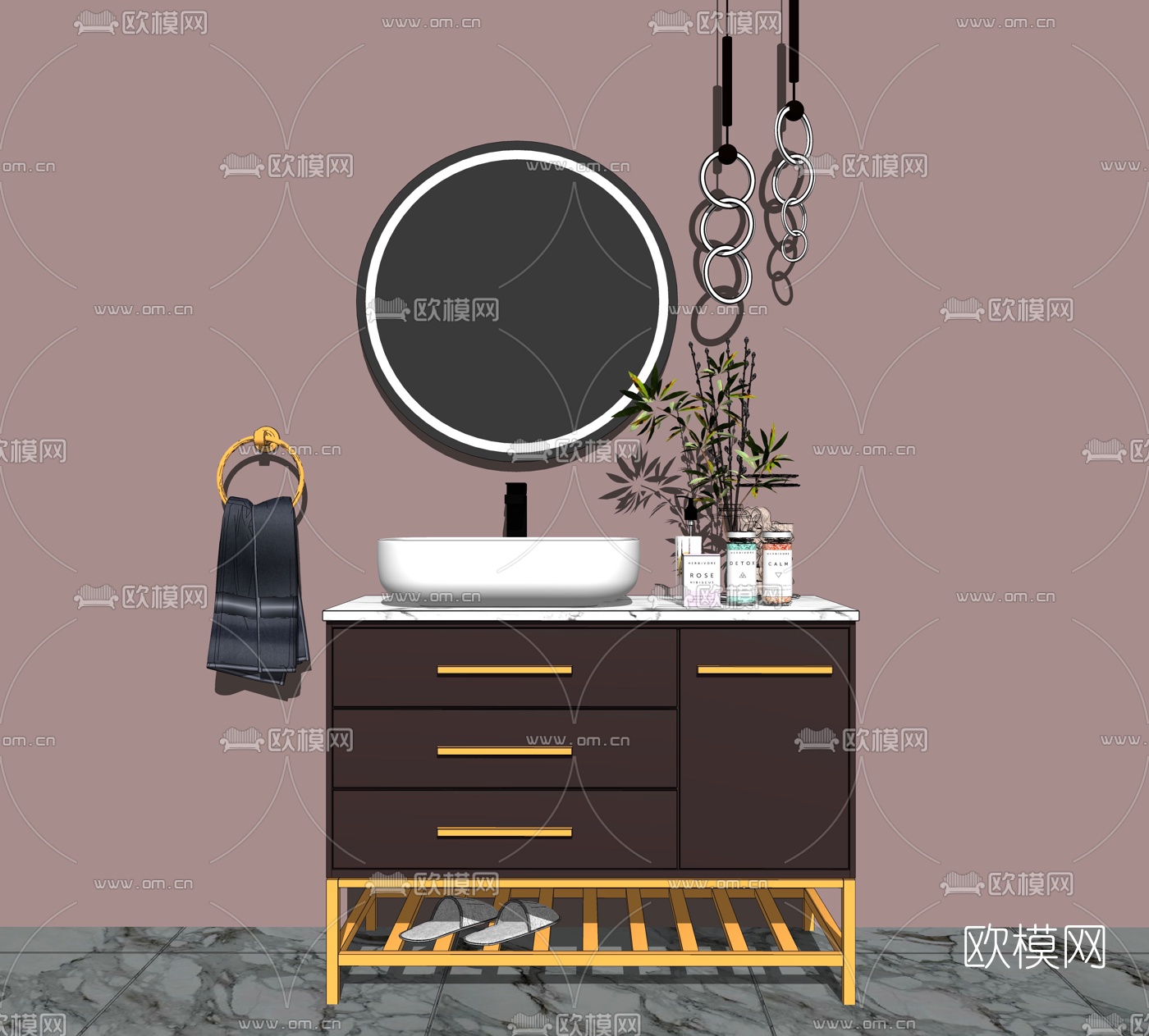 现代卫浴柜洗手台su模型下载