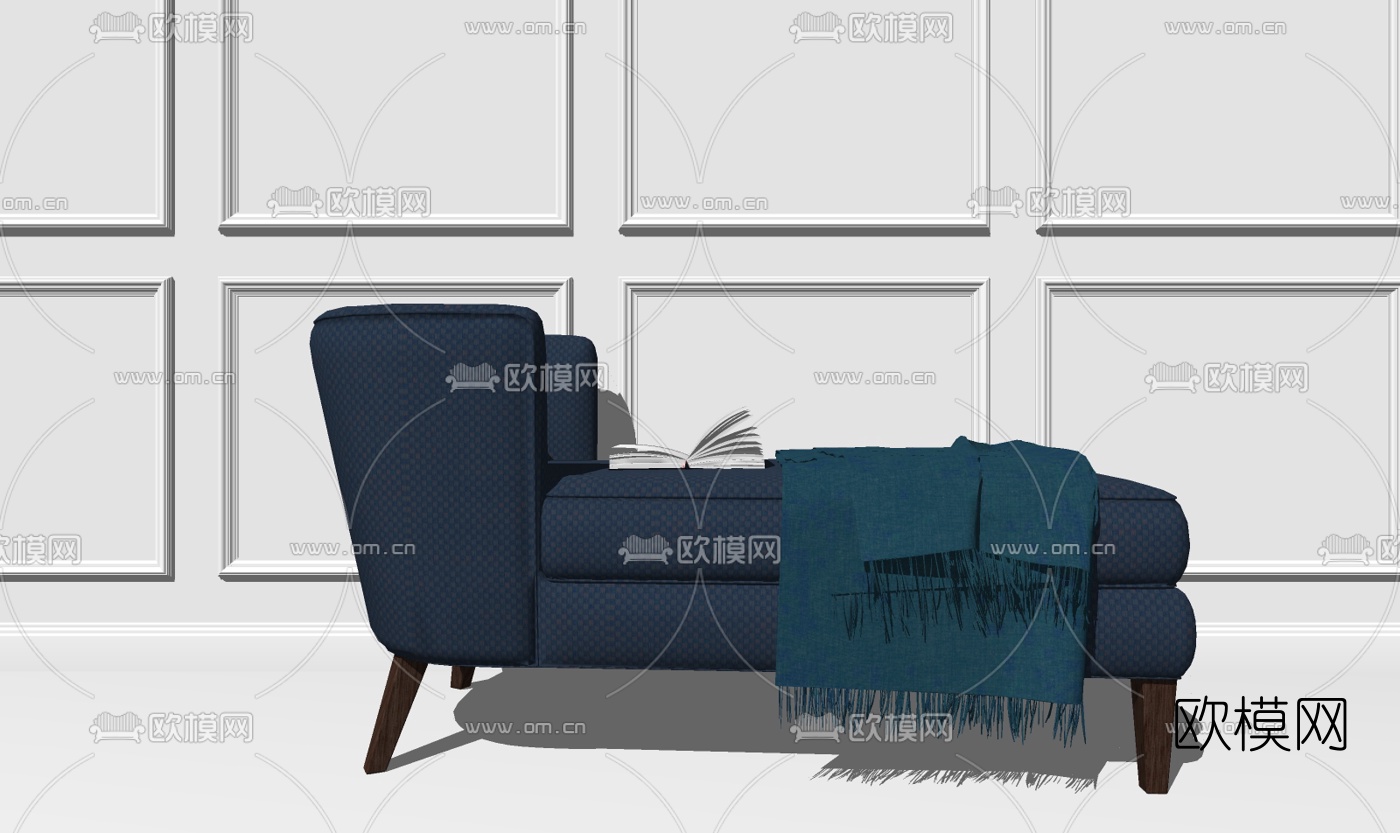 现代布艺贵妃椅su模型下载