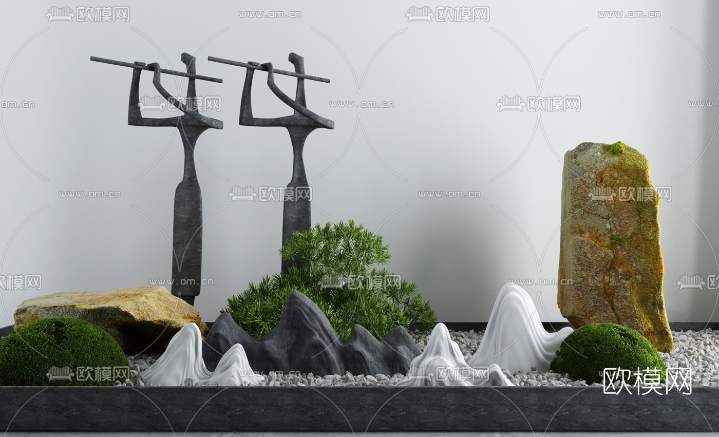 新中式园林景观小品3d模型