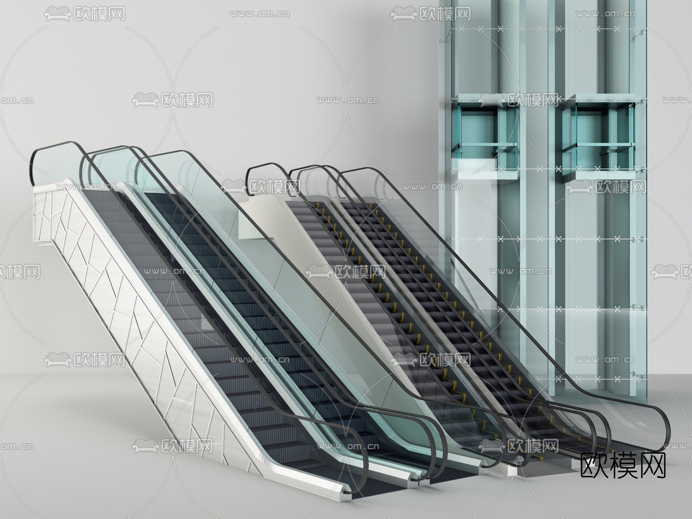 现代扶手电梯3d模型下载