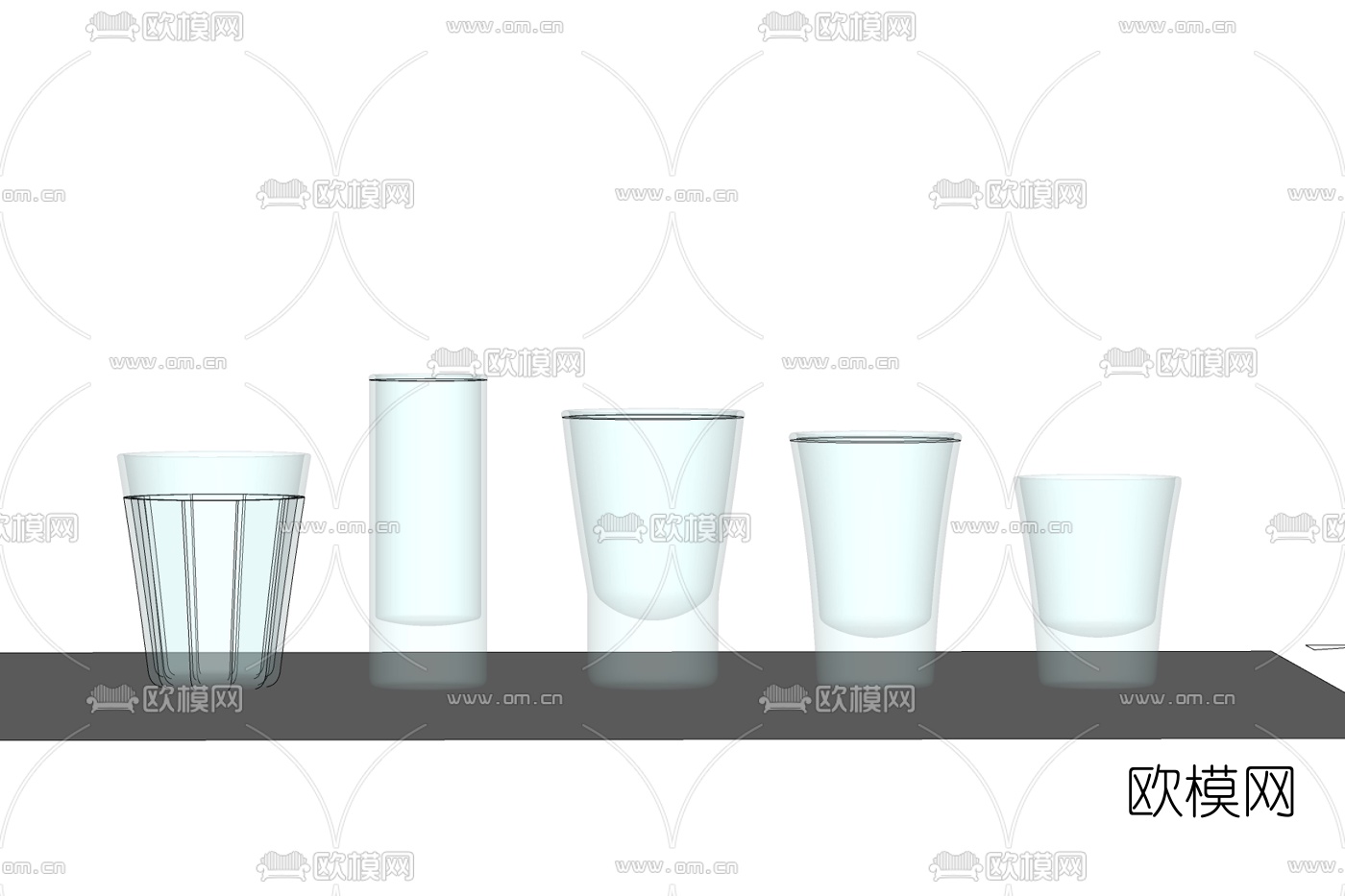 现代玻璃水杯免费su模型下载