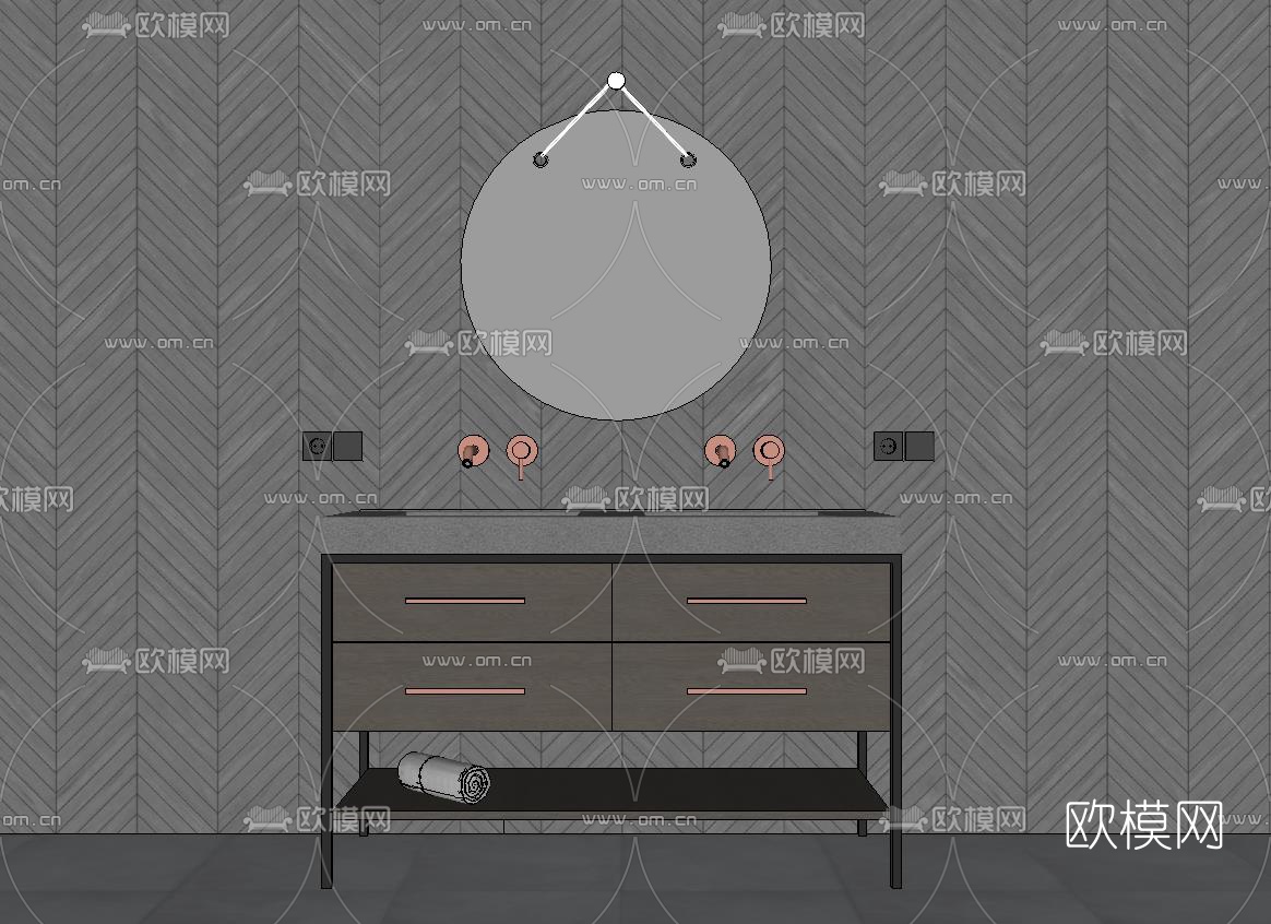 现代轻奢洗手盆su模型下载