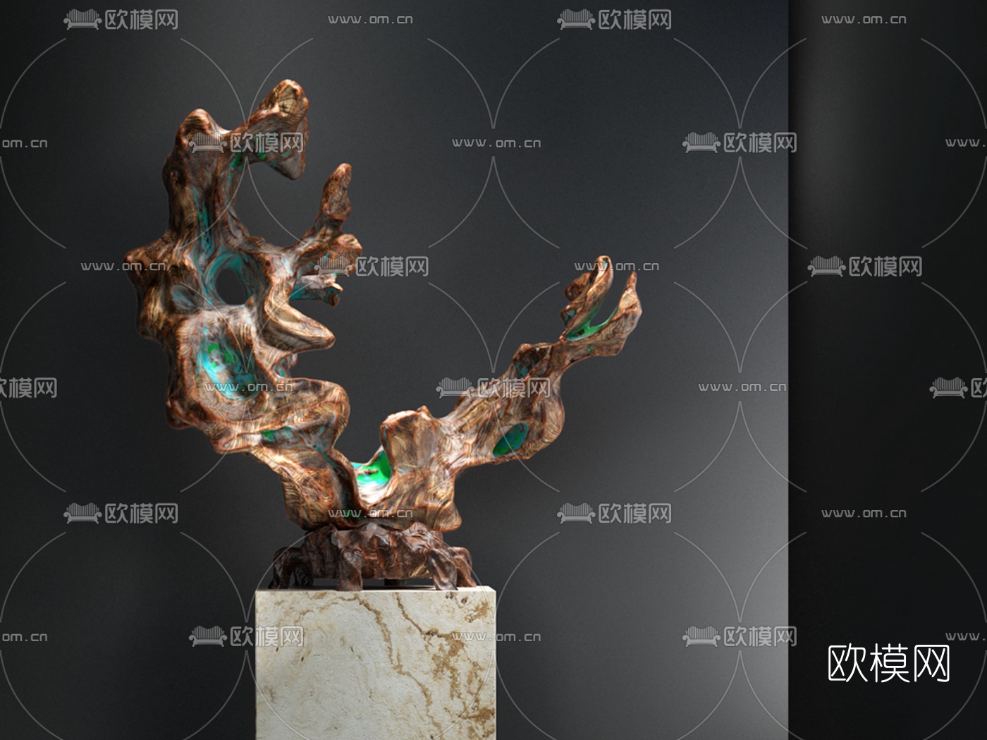 现代艺术雕塑3d模型下载（渲染图2）