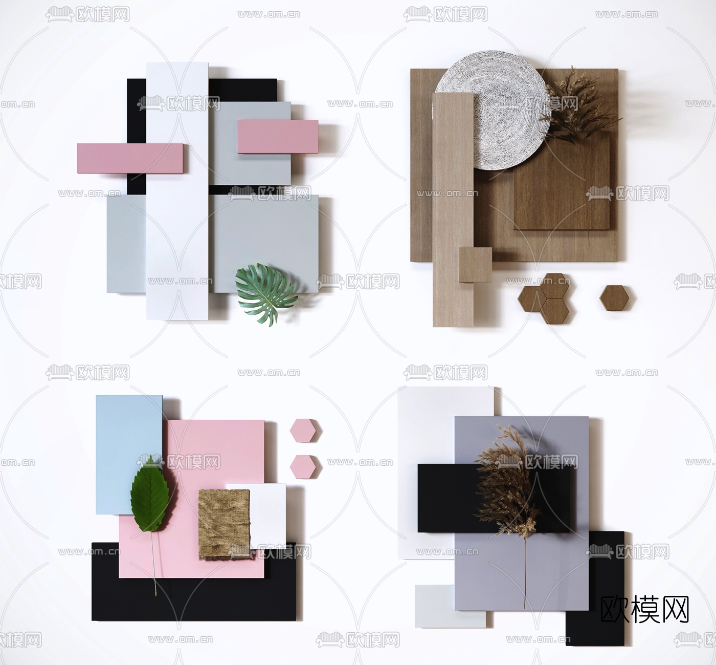 北欧几何方块墙饰壁饰3d模型下载