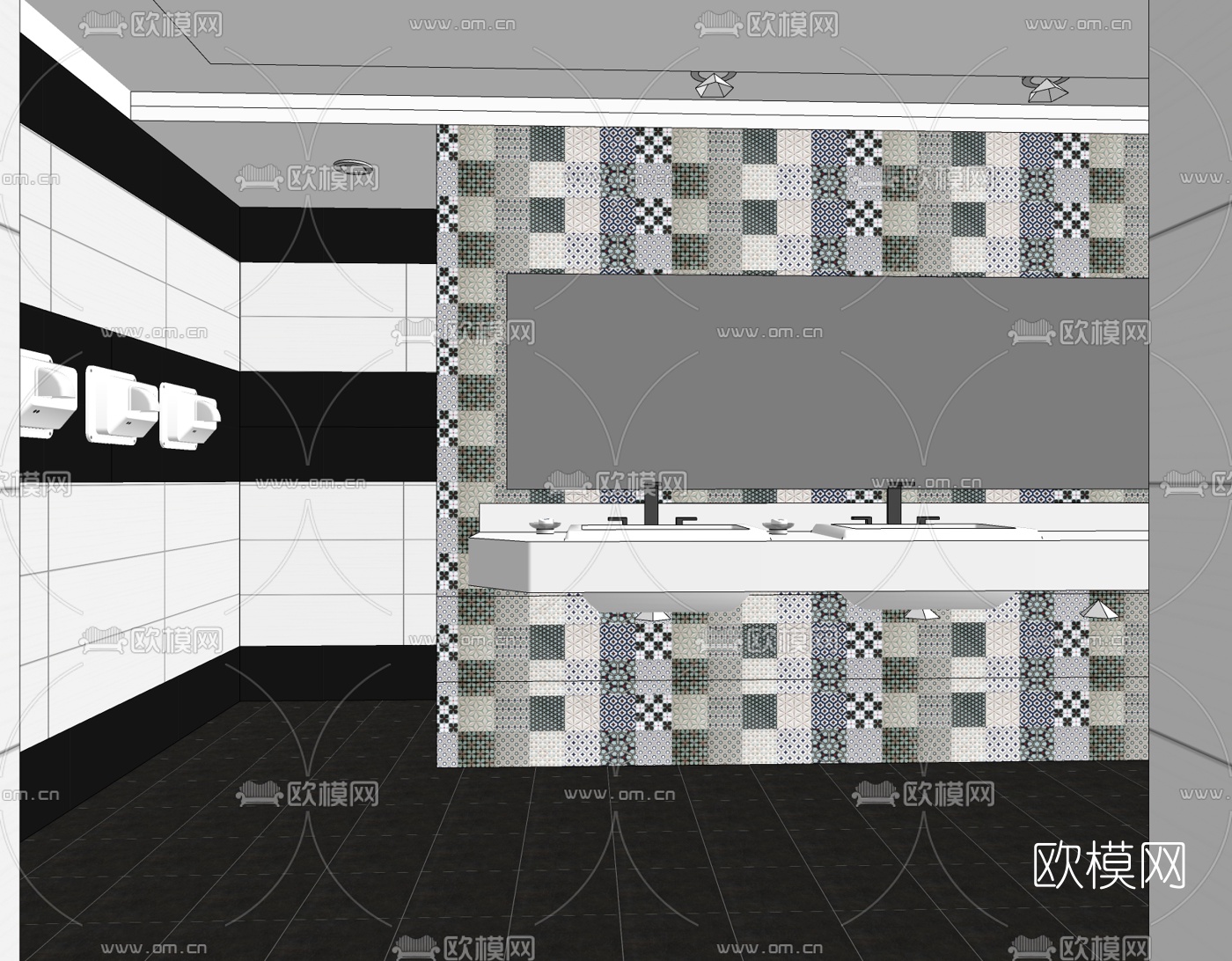 现代公共卫生间免费su模型