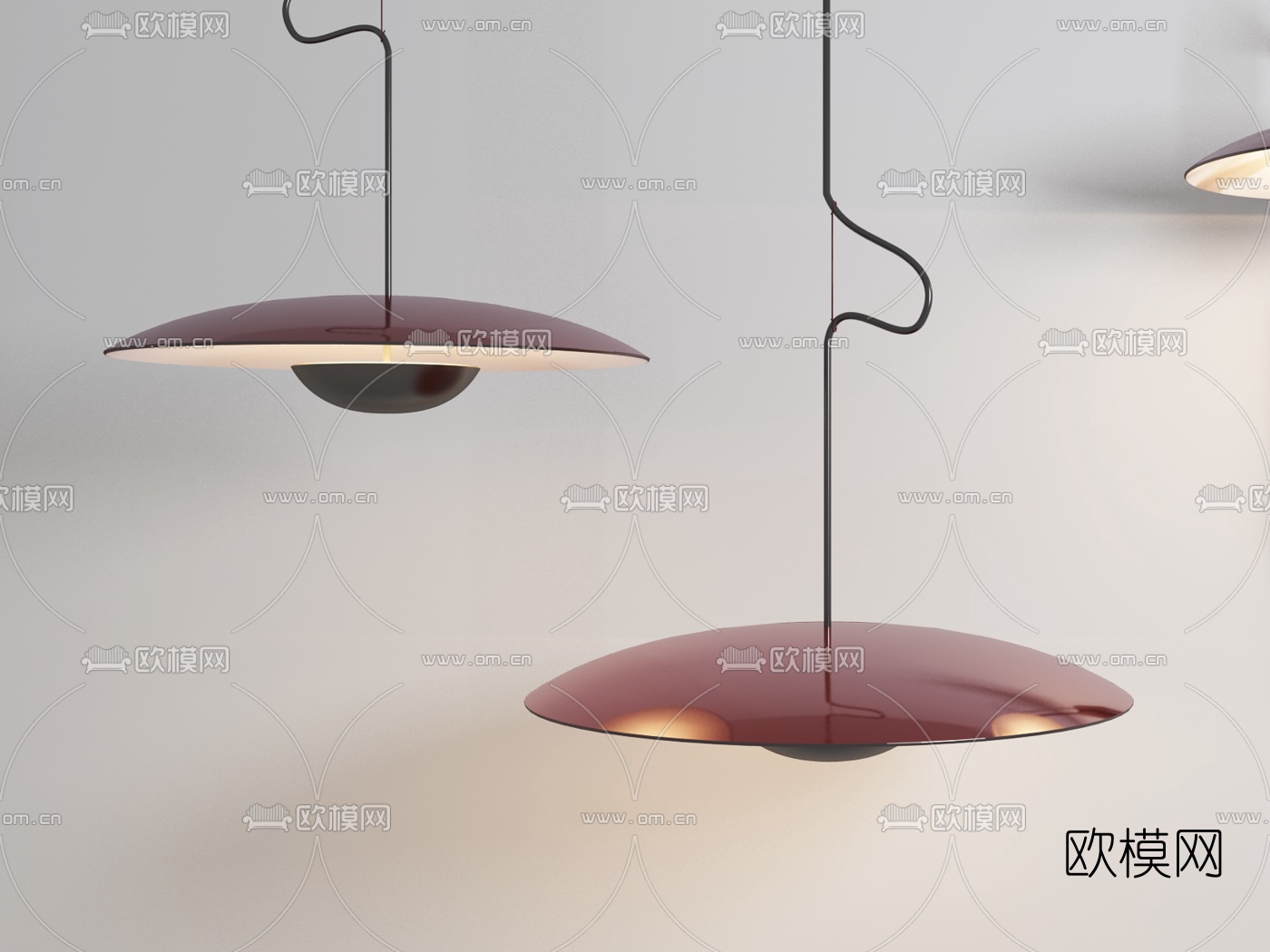 工业风圆形吊灯3d模型下载（渲染图3）