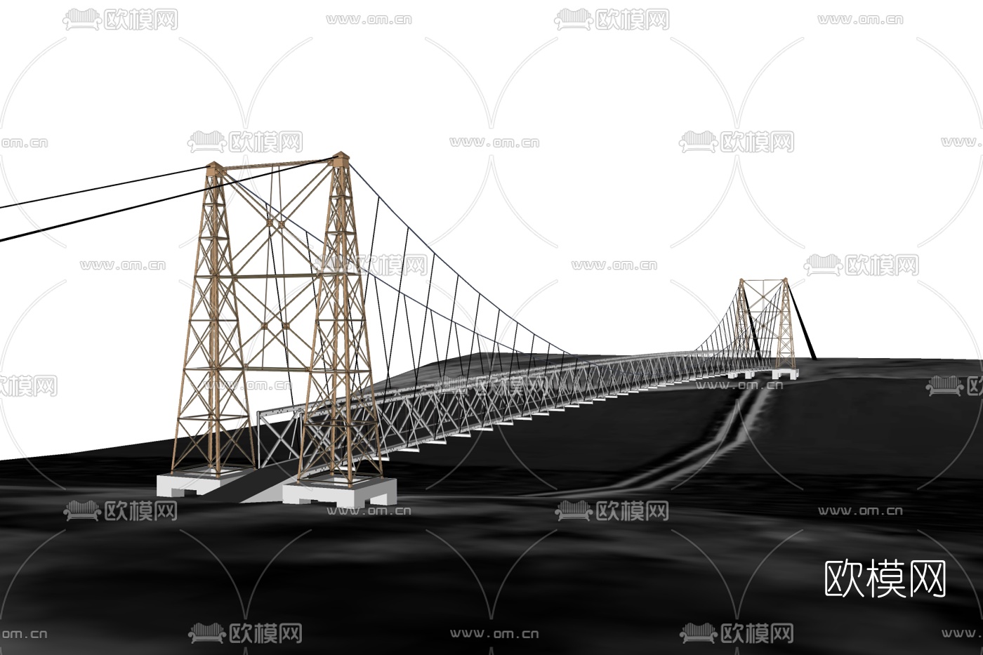 现代电线电线杆免费su模型