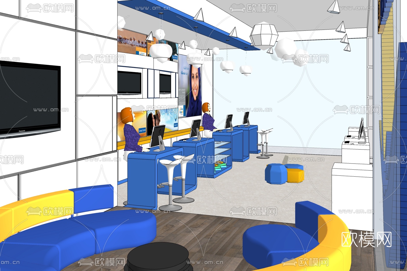 现代电脑专卖店免费su模型下载