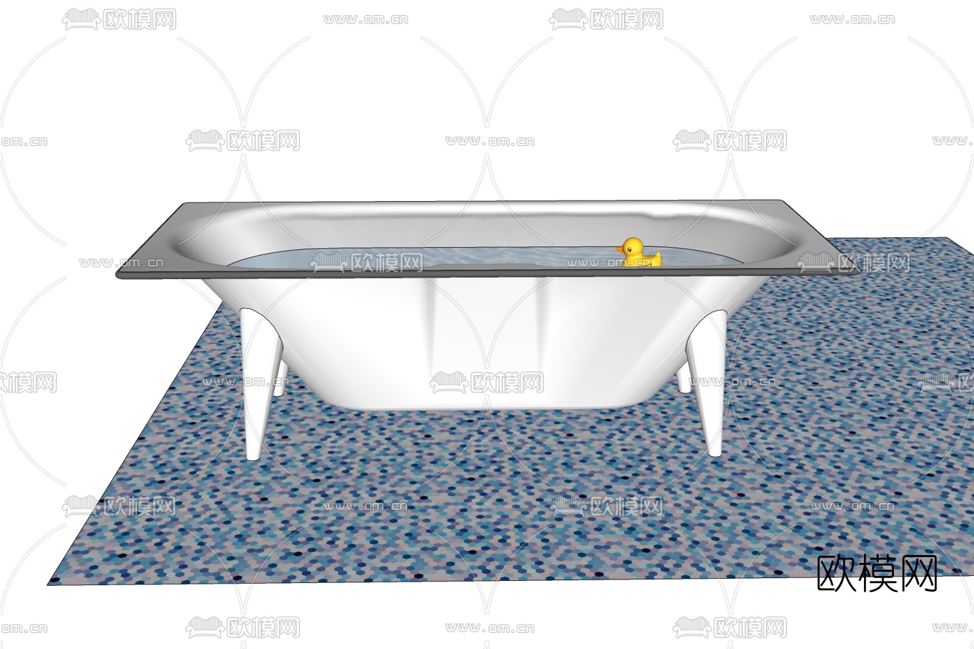 现代陶瓷浴缸免费su模型下载