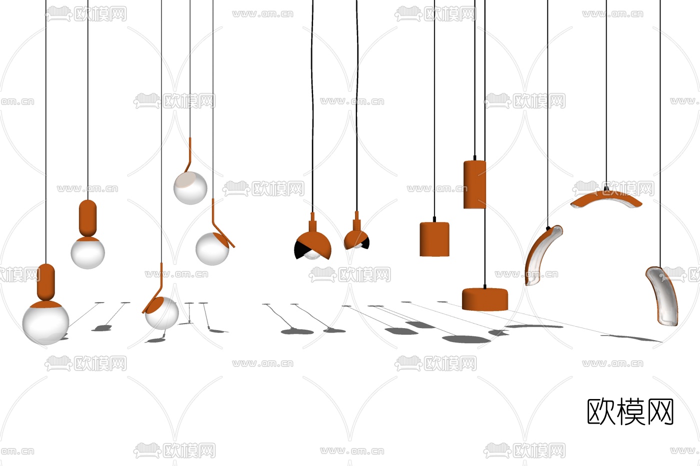 现代金属吊灯免费su模型下载