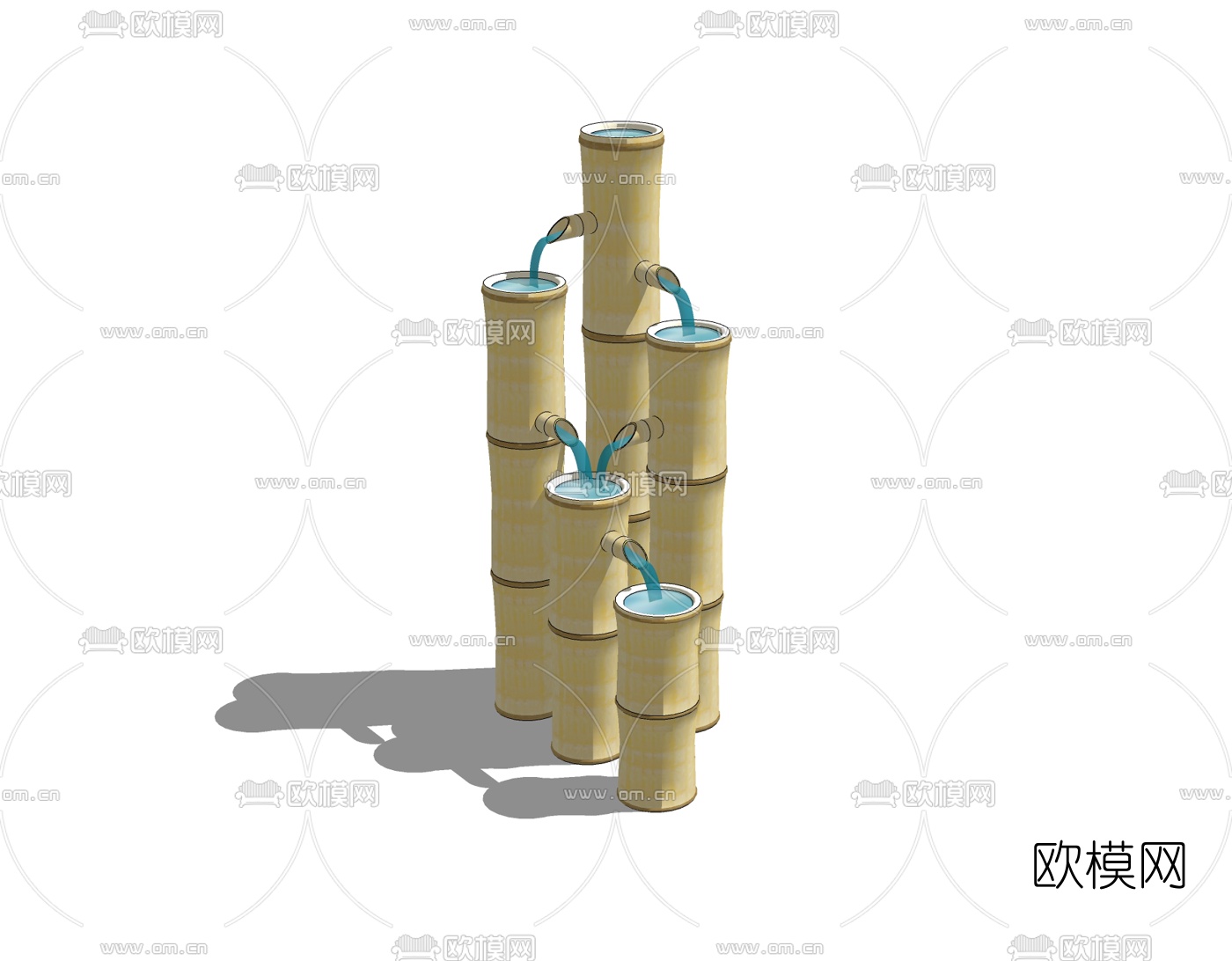 现代竹子流水小品免费su模型下载