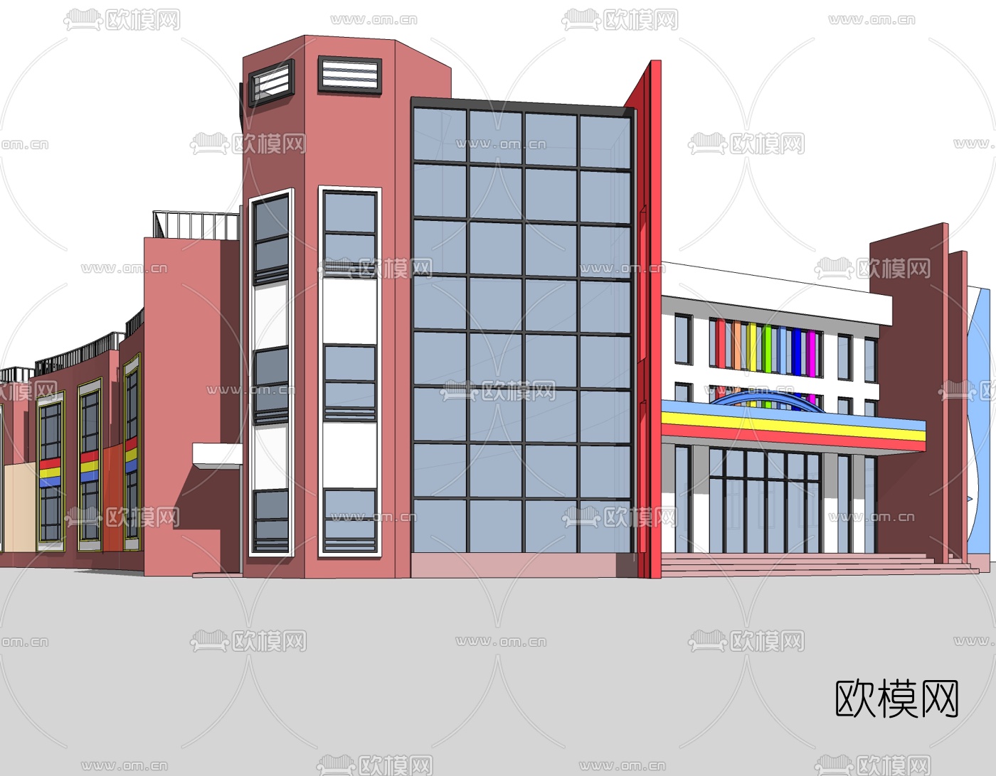 现代幼儿园免费su模型下载