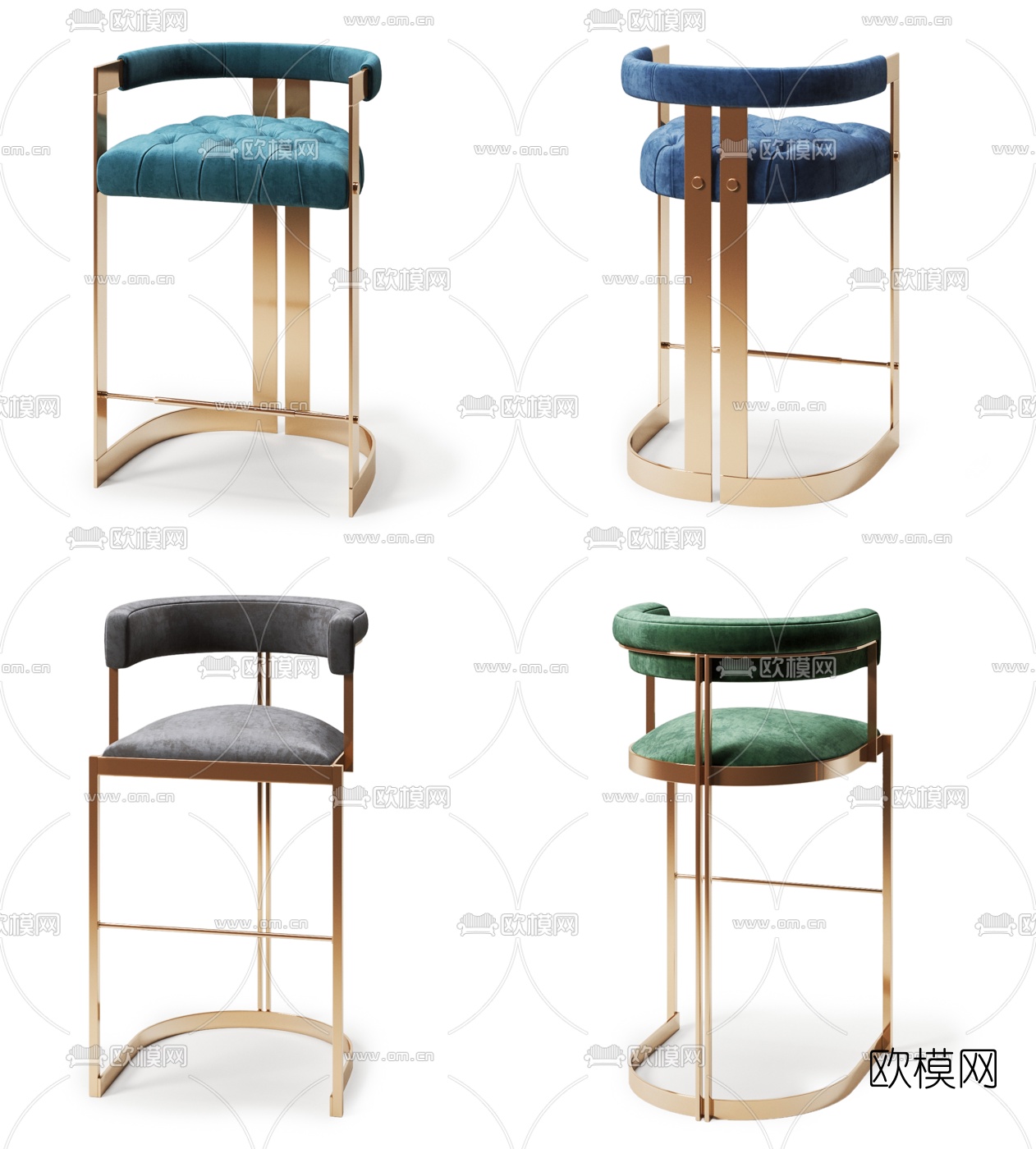 现代吧椅组合3d模型