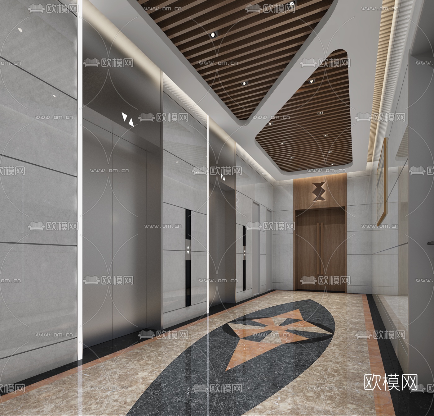 现代办公电梯厅免费3d模型