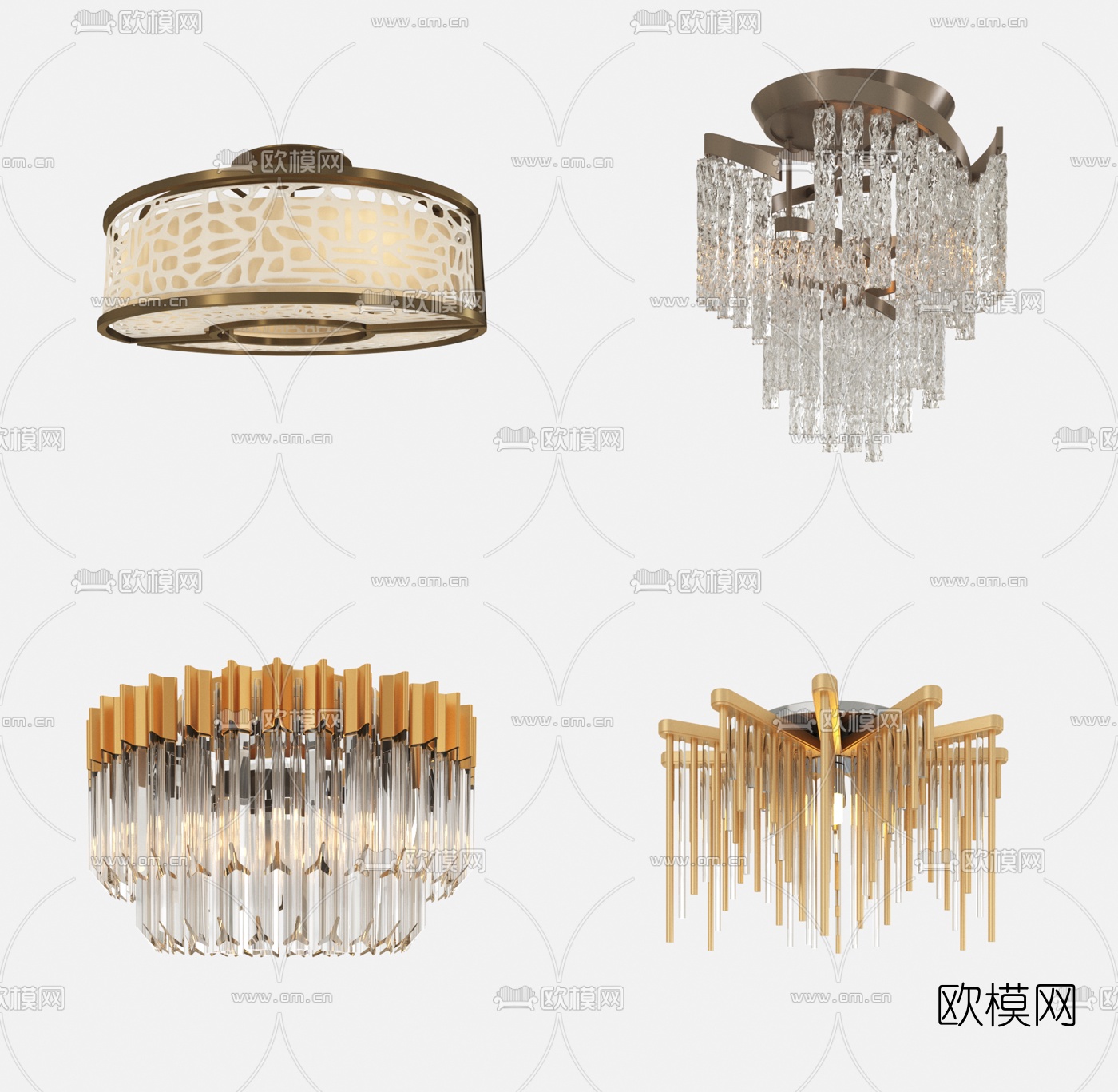 现代轻奢吸顶吊灯3D模型下载