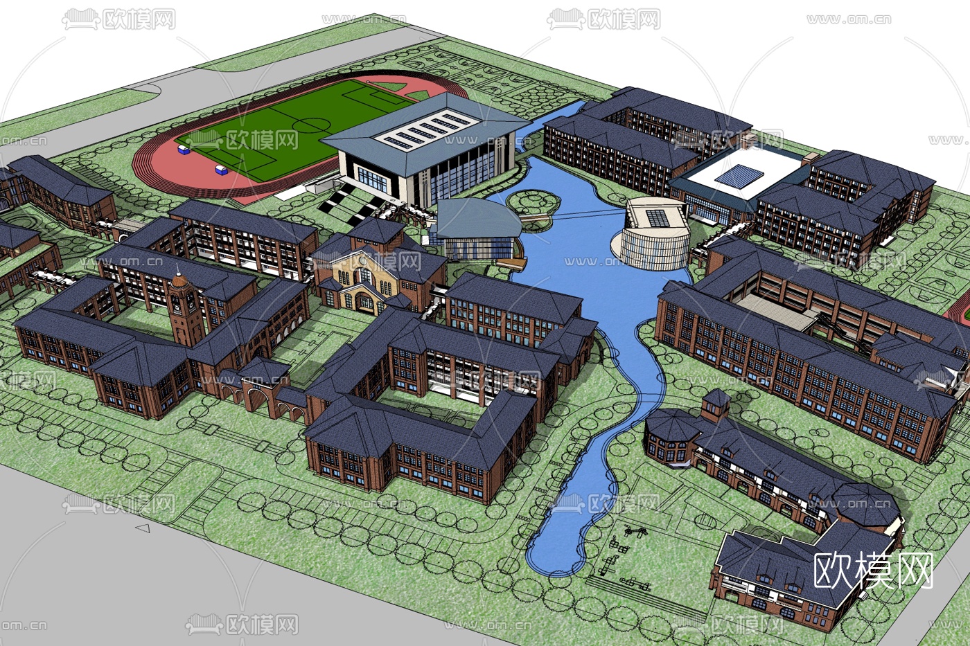 欧式工业区规划免费su模型下载