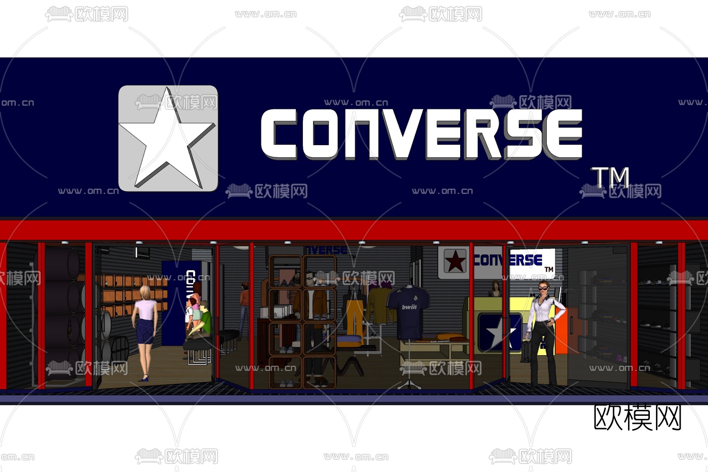 现代服装店免费su模型下载