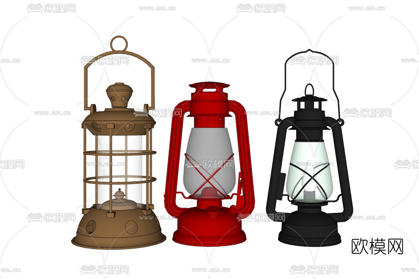 简欧煤油灯免费su模型下载