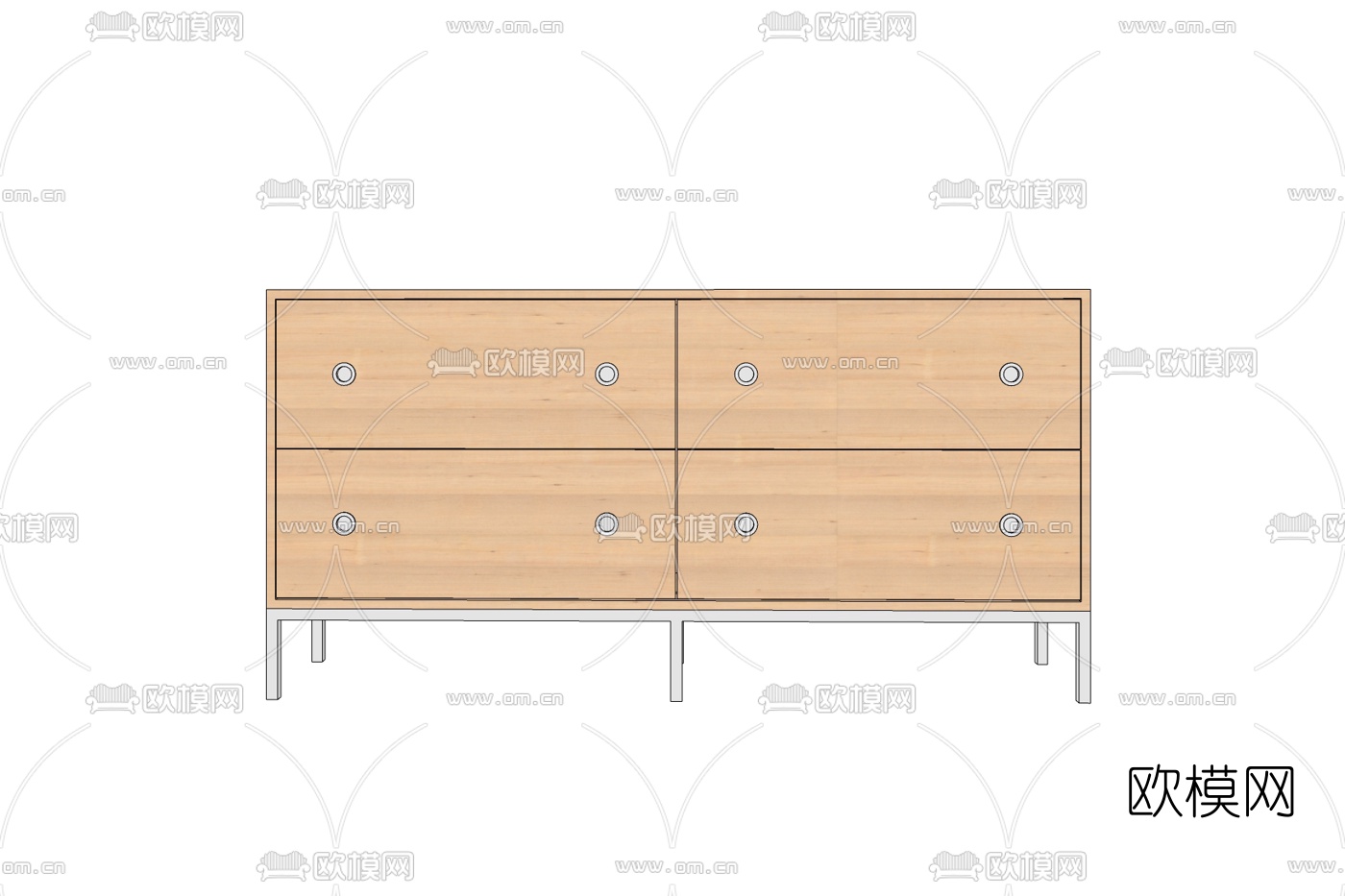 现代实木边柜免费su模型下载