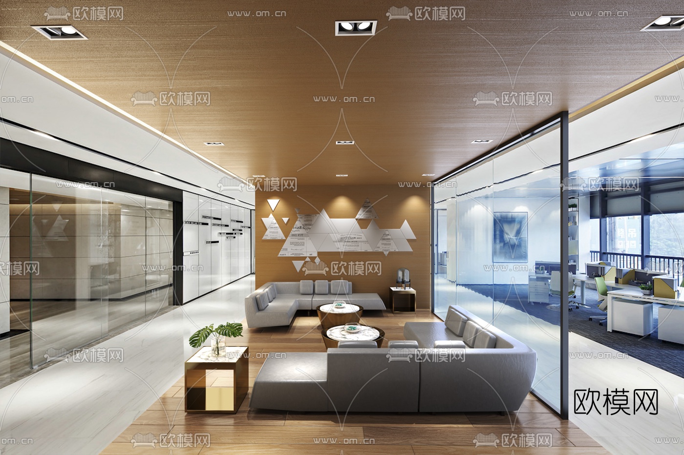 则灵艺术设计 现代办公室会客室3d模型下载（渲染图1）