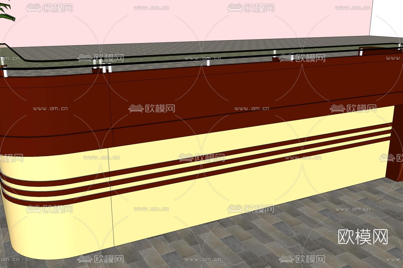 现代接待台免费su模型下载