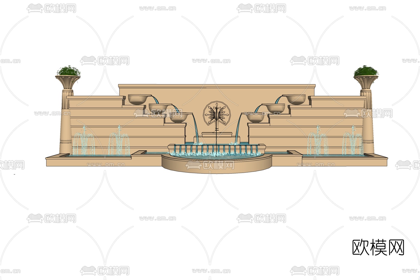 欧式喷泉小品免费su模型下载