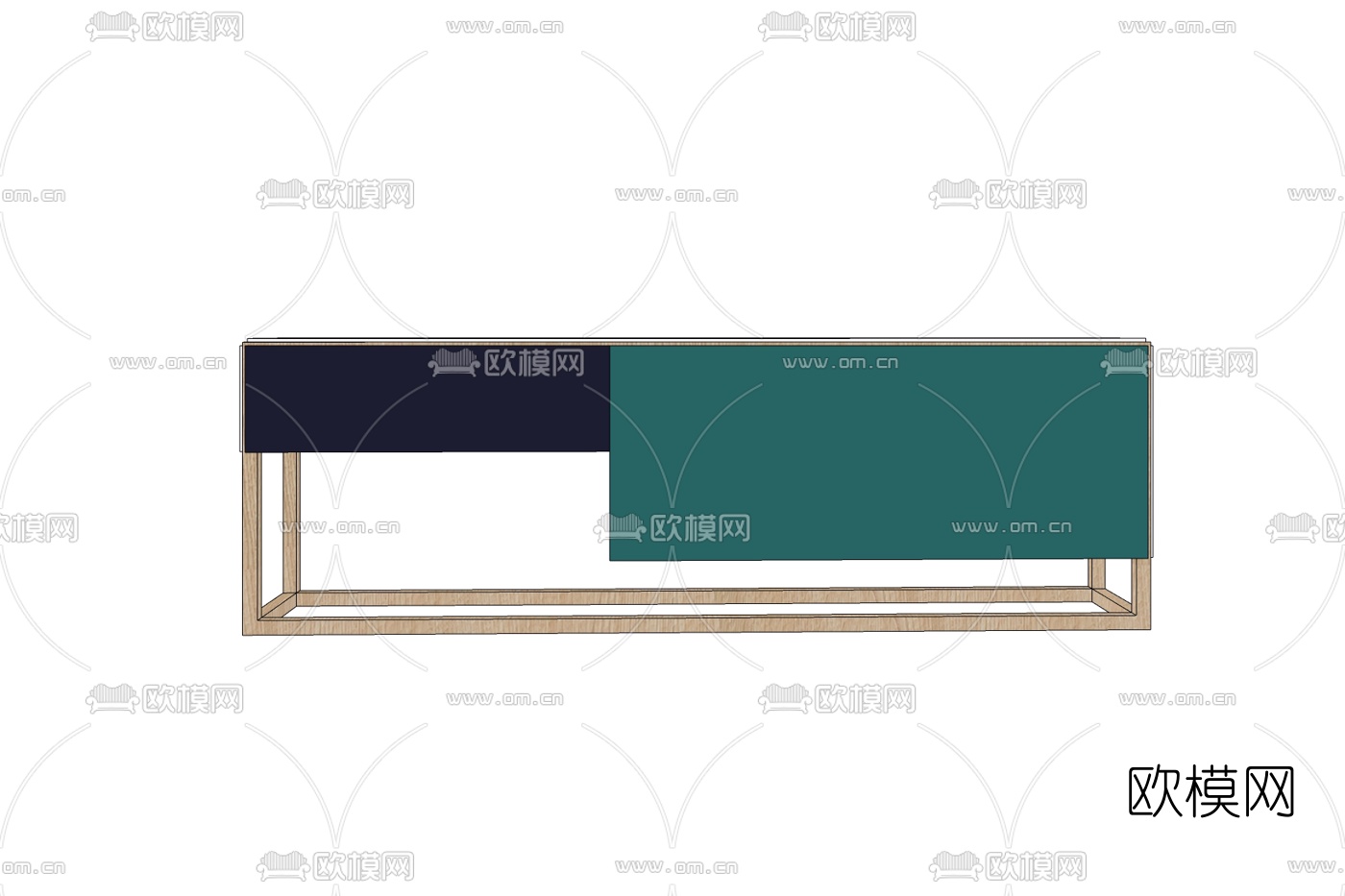现代实木电视柜免费su模型下载