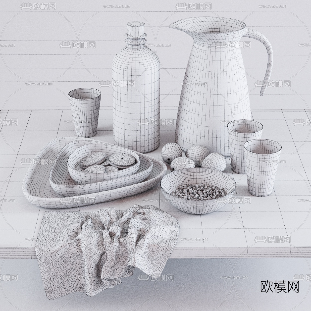 北欧饼干牛奶食品3d模型