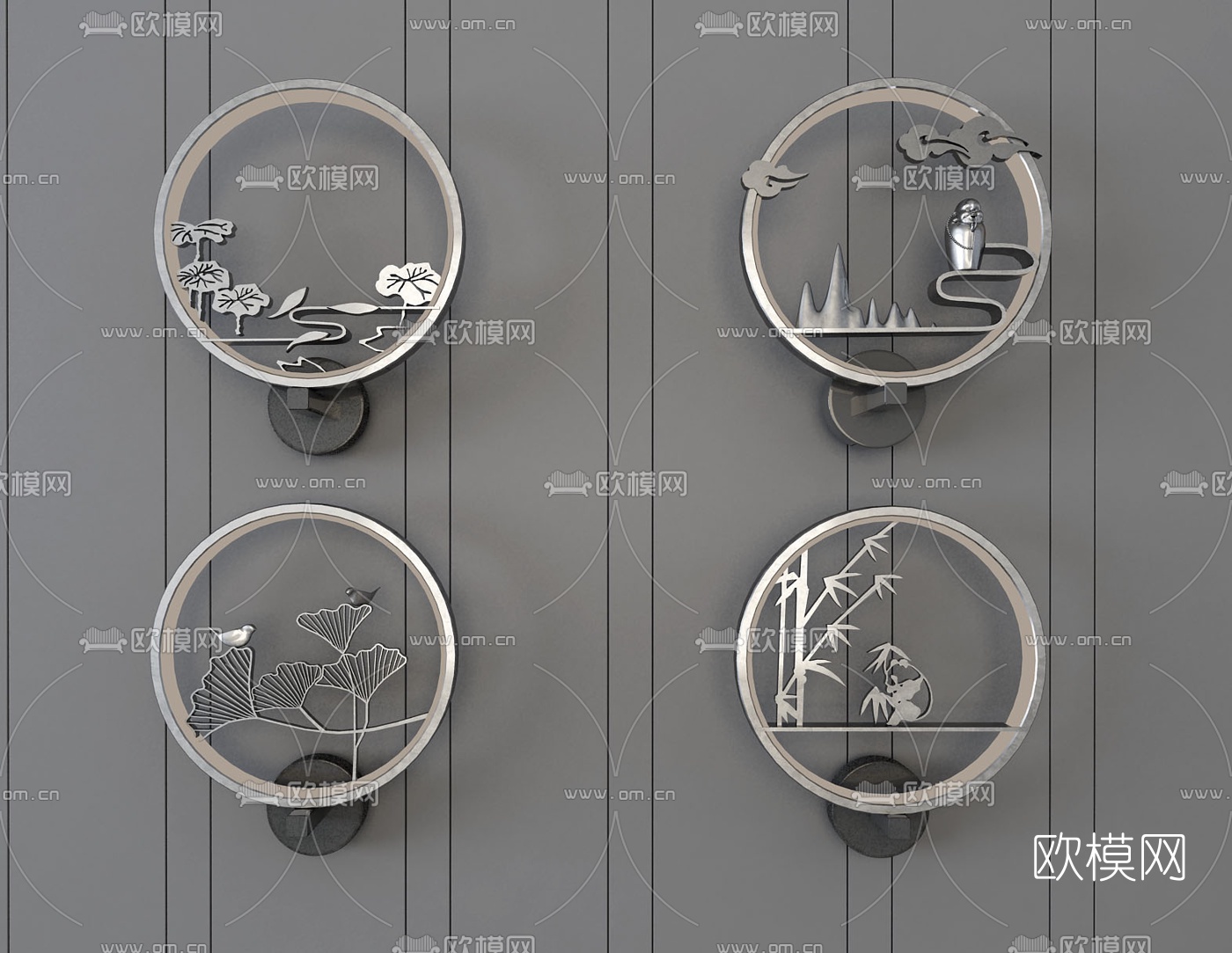 新中式壁灯3d模型