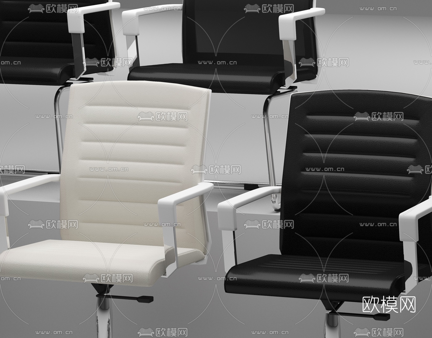 现代办公椅会议椅小转椅员工椅3d模型