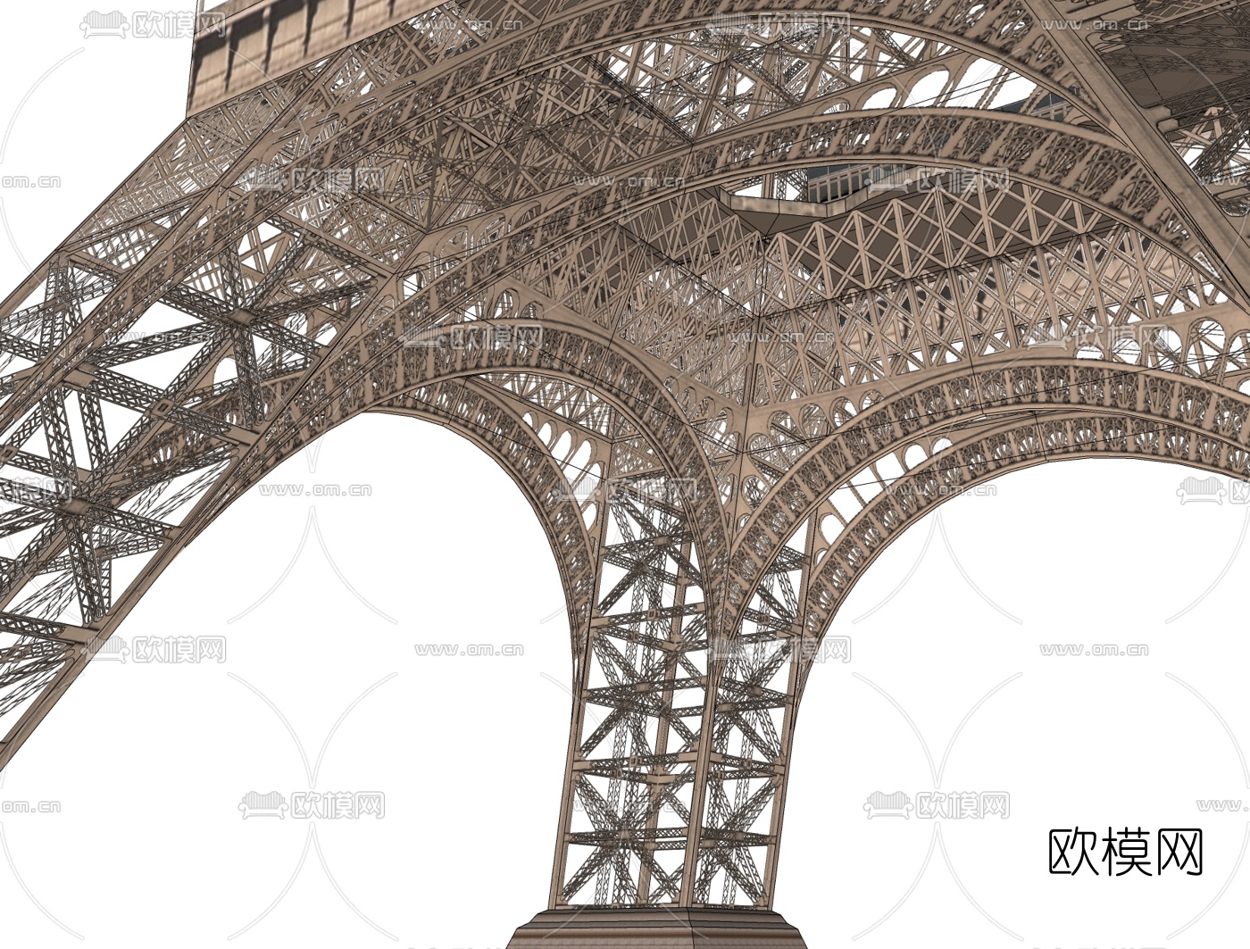法式埃菲尔铁塔免费su模型下载（渲染图1）