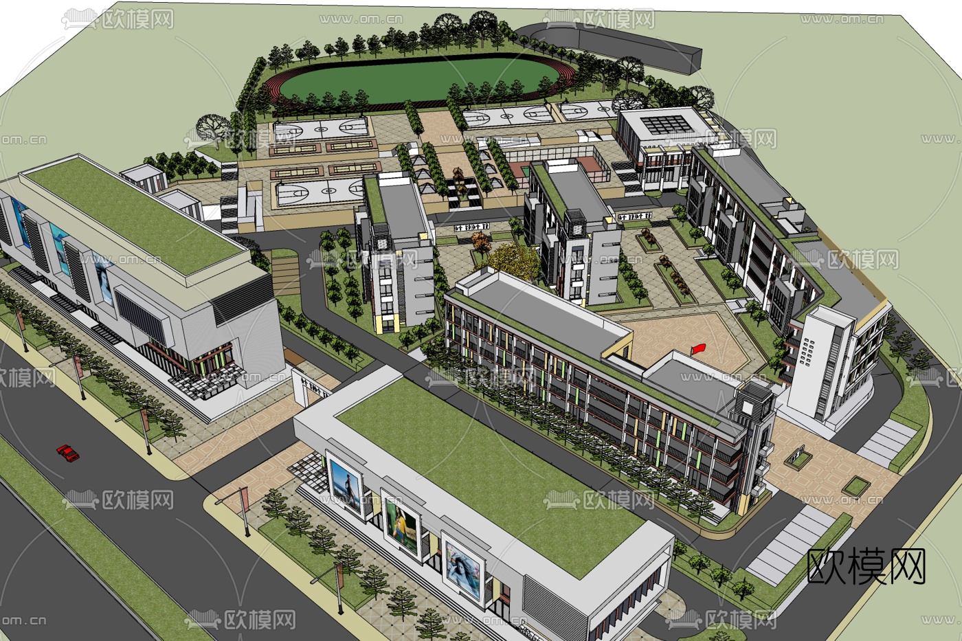 现代工业区规划免费su模型下载