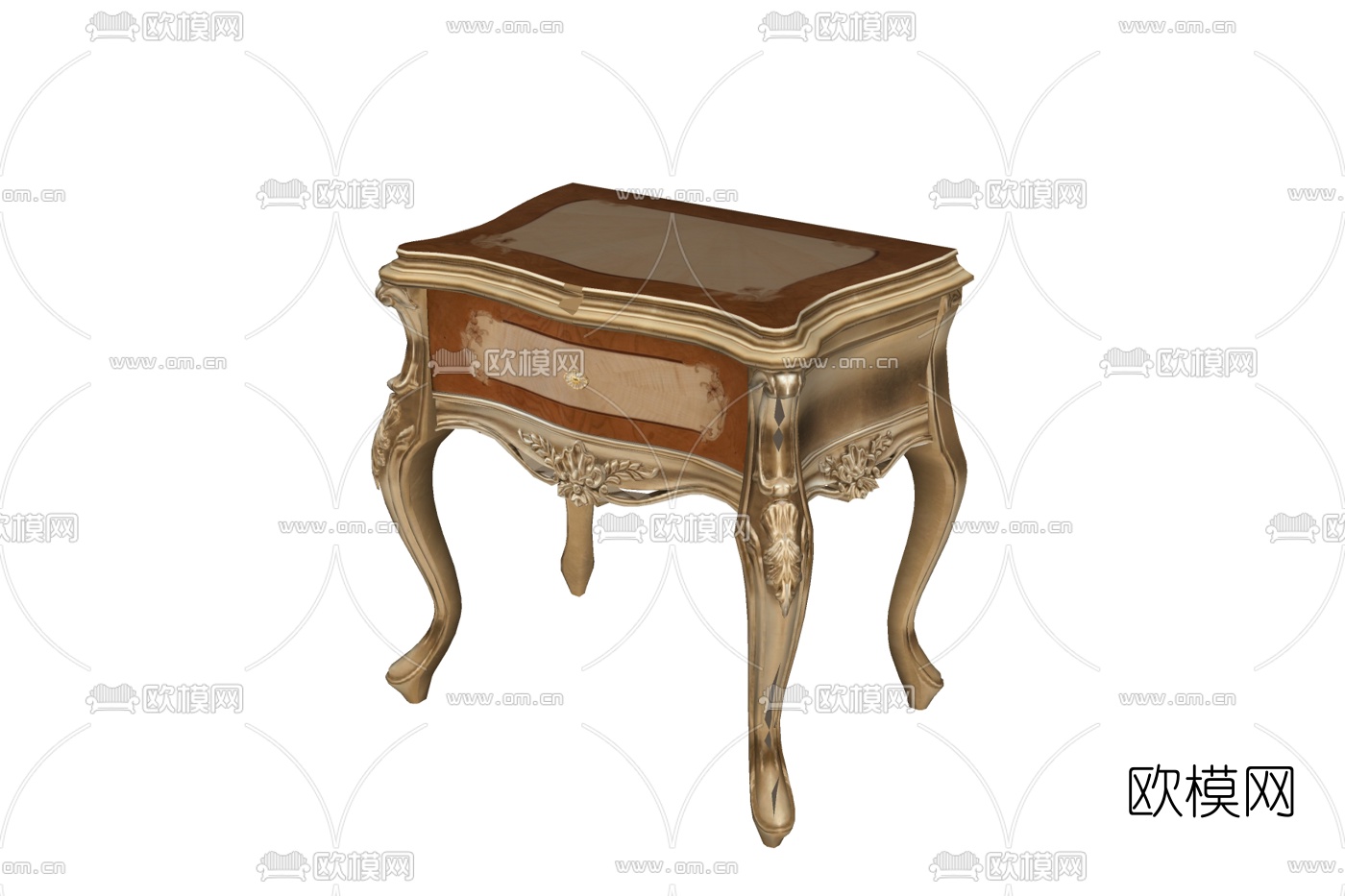 欧式实木床头柜免费su模型下载