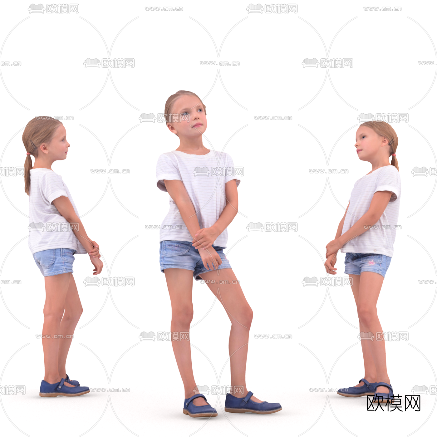 现代站姿女孩人物3d模型