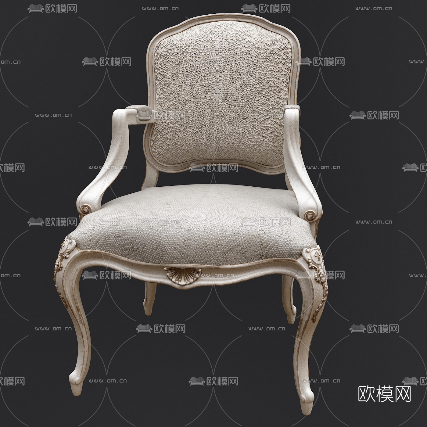 欧式皮质单椅3d模型